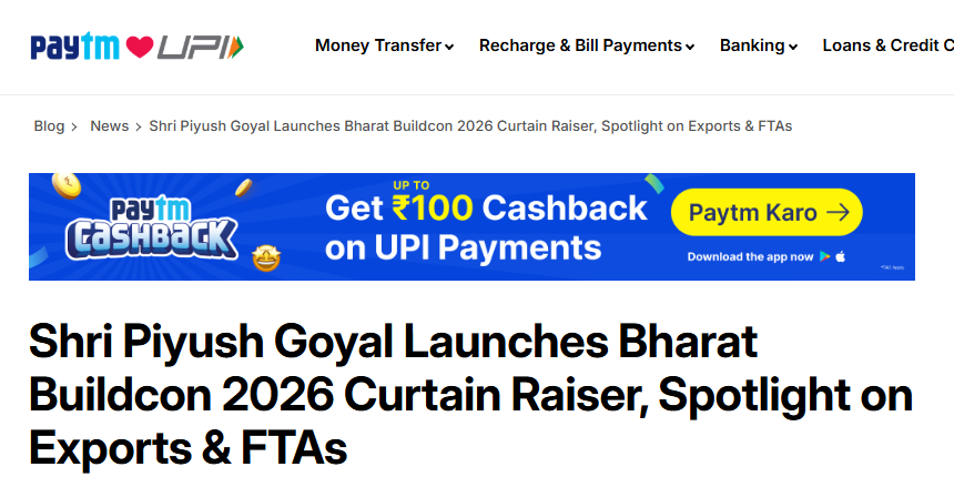 Shri Piyush Goyal Launches Bharat Buildcon 2026 Curtain Raiser, Spotlight on Exports & FTAs
